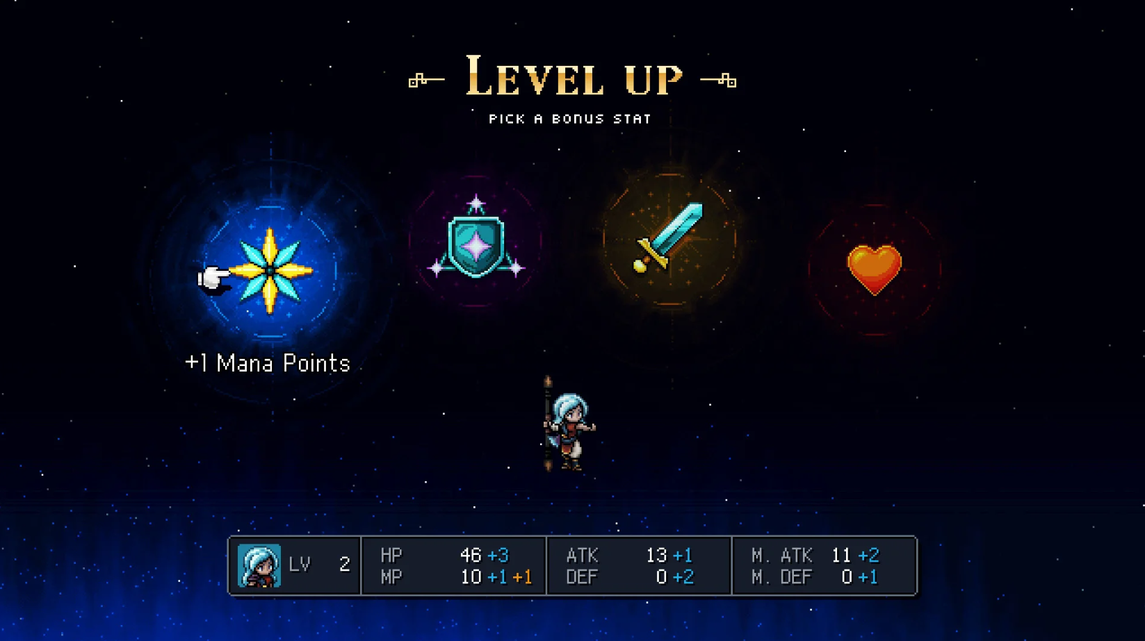The level up screen in Sea of Stars displaying the statistics of a character